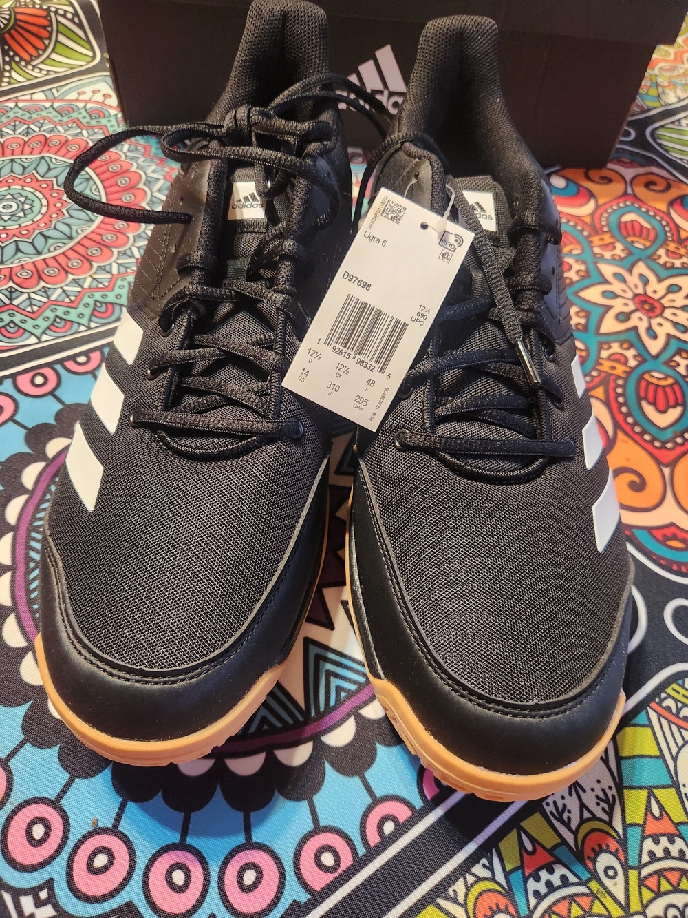 adidas Women’s Black Athletic Shoes with White Stripes and Gum Outsole